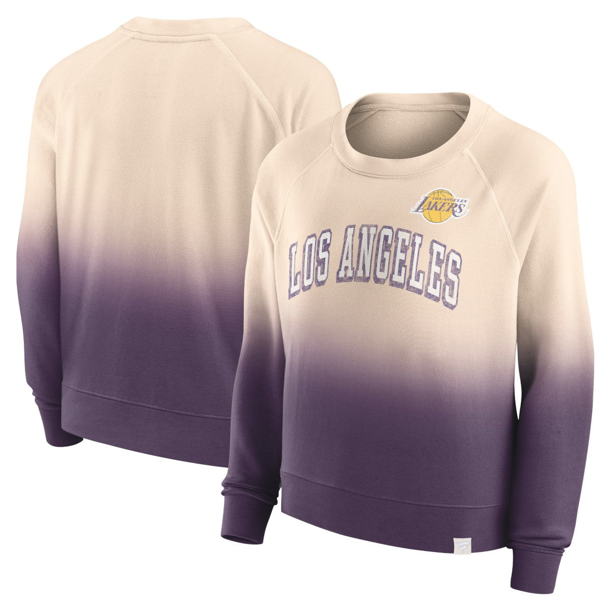 Tan/Purple Los Angeles Lakers Women's Lounge Arch Raglan Pullover Sweatshirt | NBA