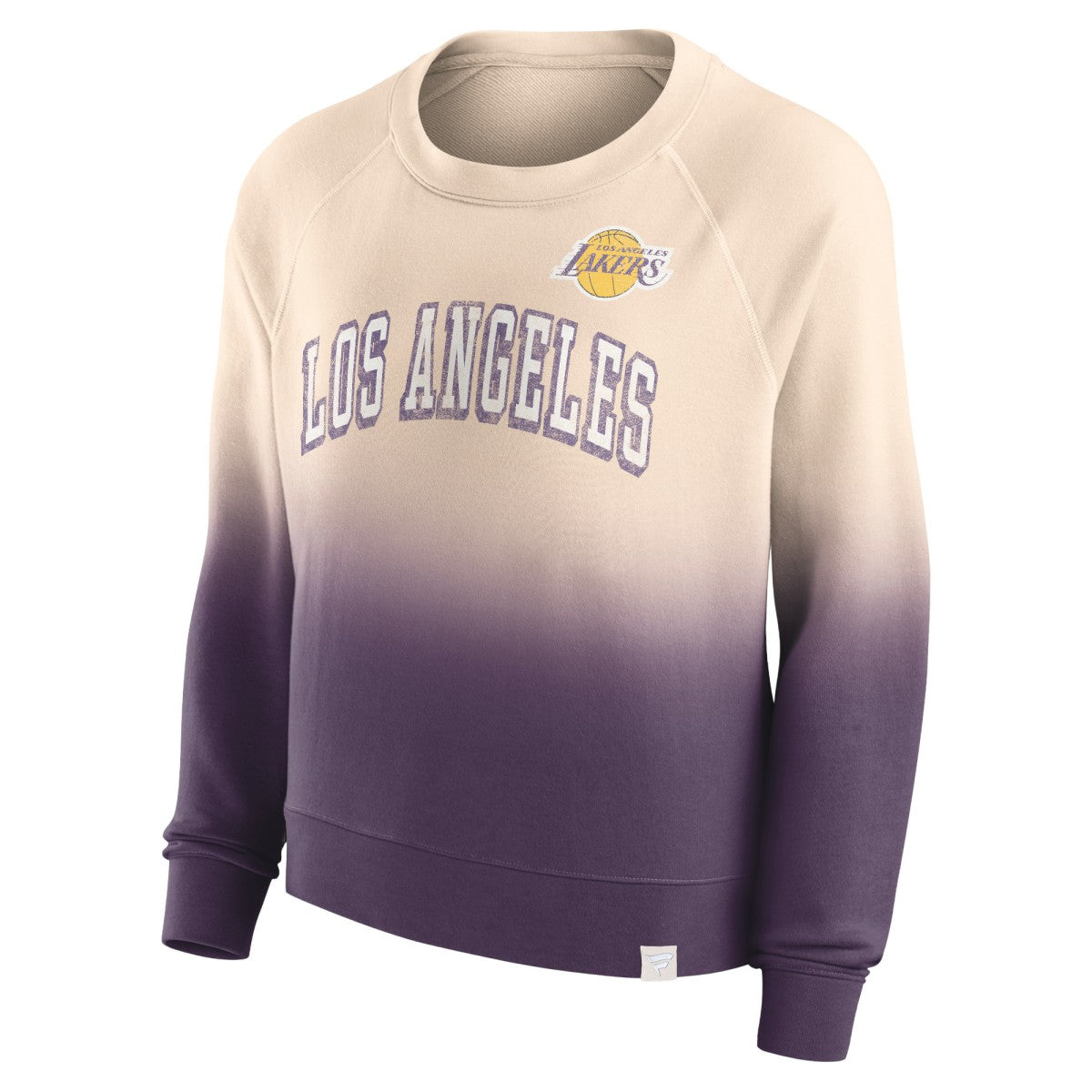 Tan/Purple Los Angeles Lakers Women's Lounge Arch Raglan Pullover Sweatshirt | NBA