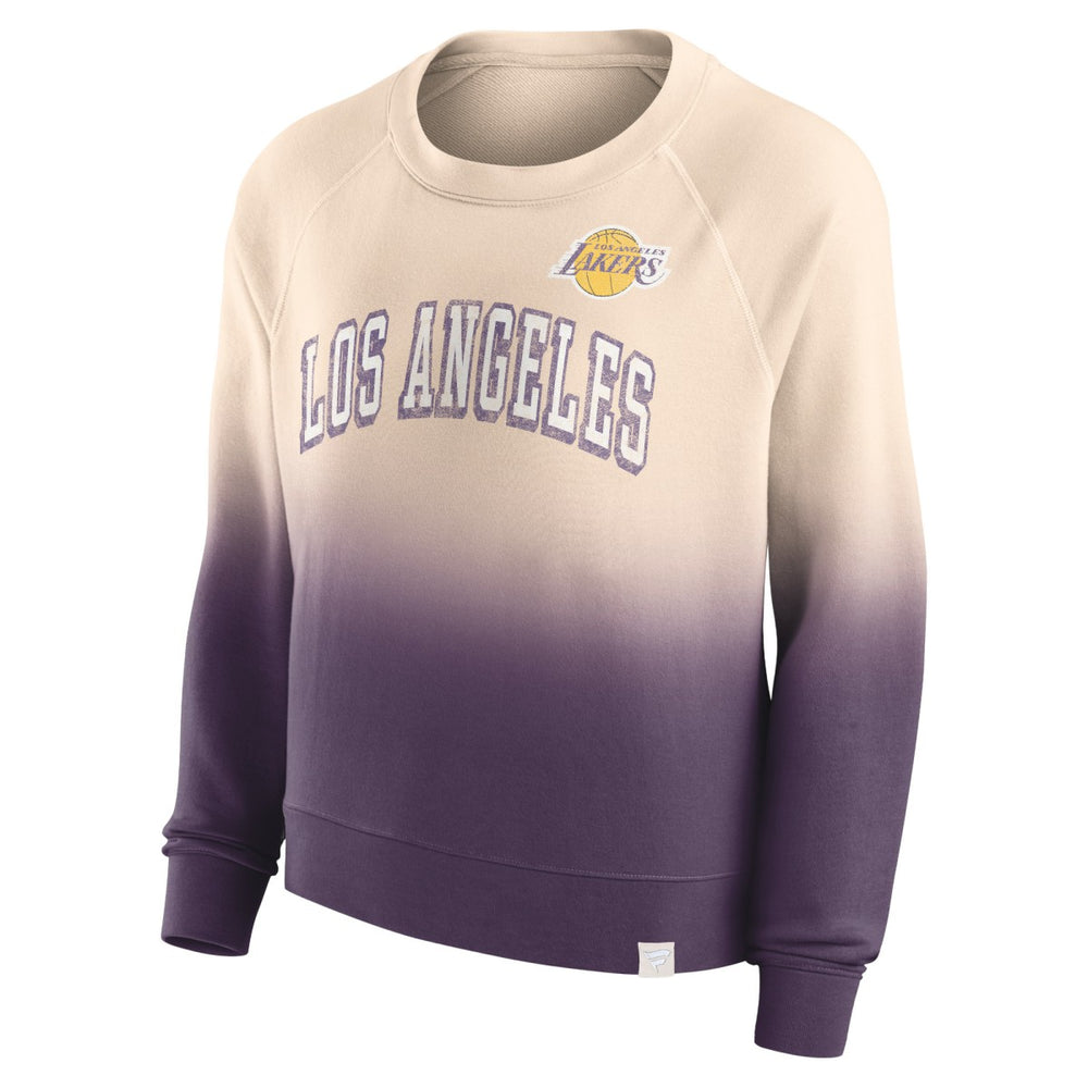 Tan/Purple Los Angeles Lakers Women's Lounge Arch Raglan Pullover Sweatshirt | NBA