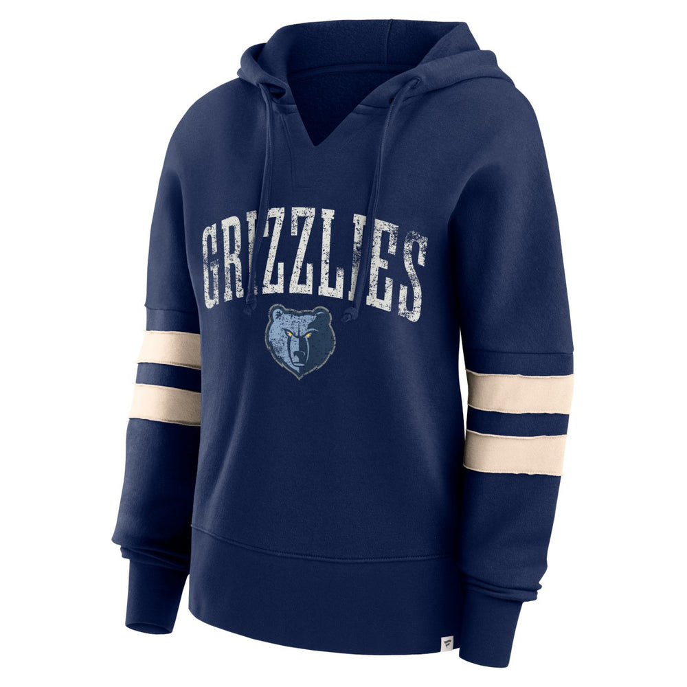 Navy Memphis Grizzlies Women's Bold Move Dolman V-Neck High Hip Hoodie | NBA