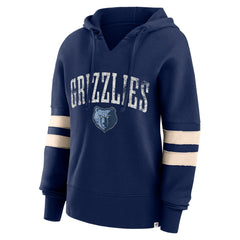 Navy Memphis Grizzlies Women's Bold Move Dolman V-Neck High Hip Hoodie | NBA