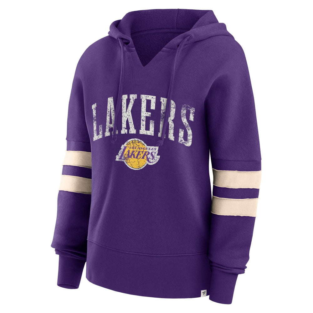 Purple Los Angeles Lakers Women's Bold Move Dolman V-Neck High Hip Hoodie | NBA