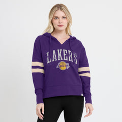 Purple Los Angeles Lakers Women's Bold Move Dolman V-Neck High Hip Hoodie | NBA