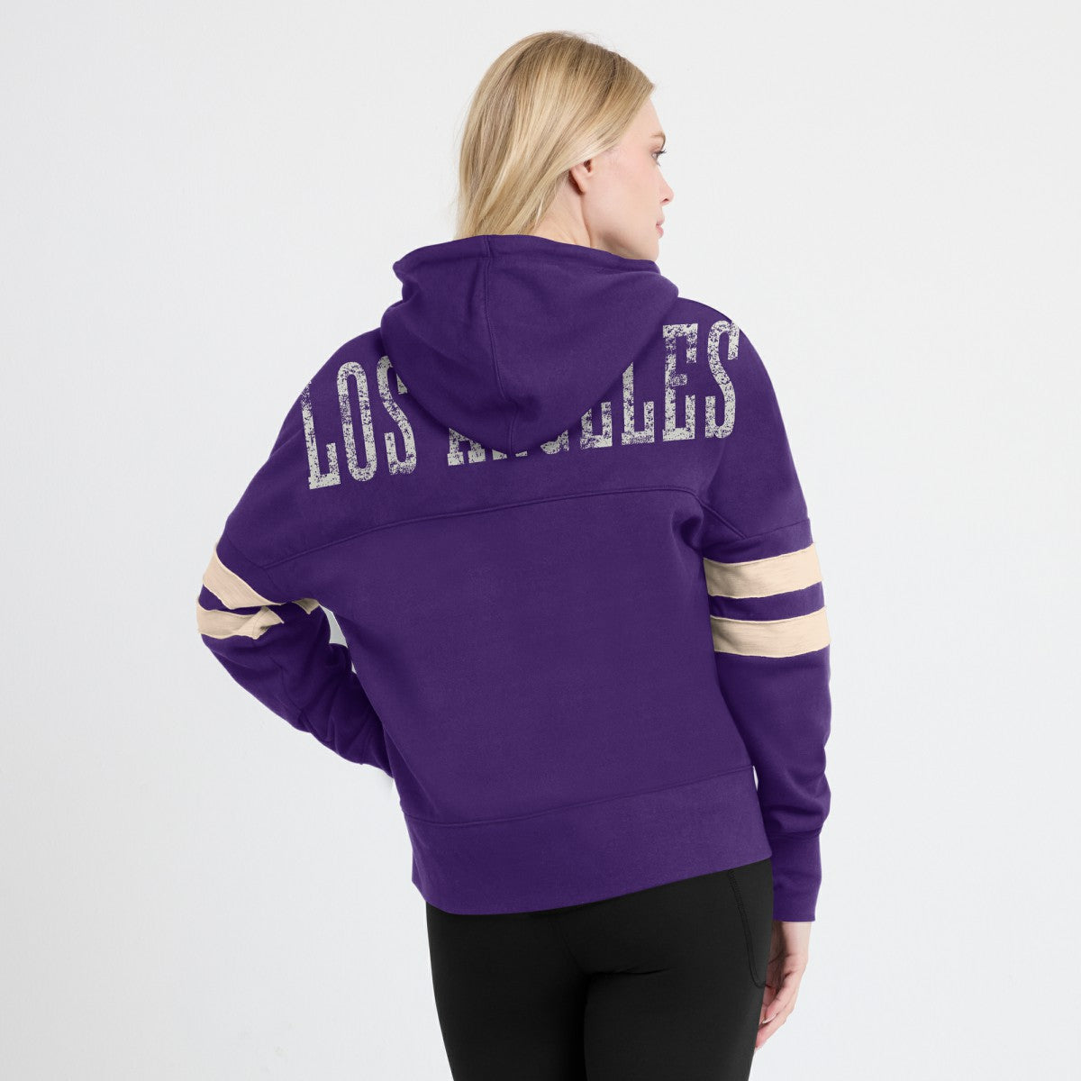 Purple Los Angeles Lakers Women's Bold Move Dolman V-Neck High Hip Hoodie | NBA