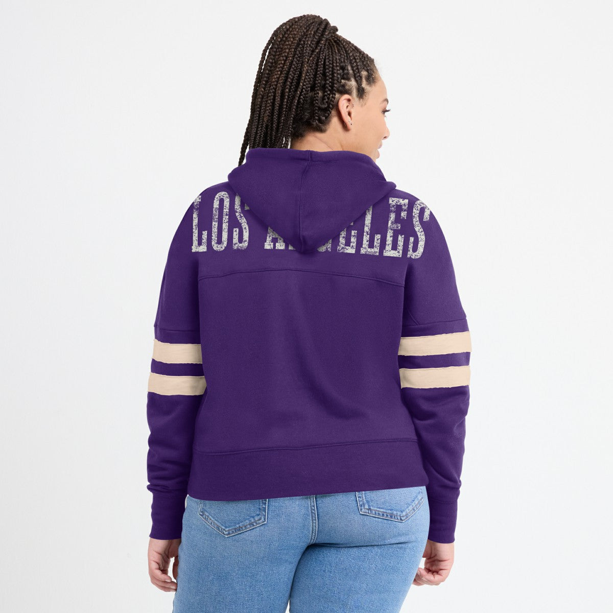Purple Los Angeles Lakers Women's Bold Move Dolman V-Neck High Hip Hoodie | NBA