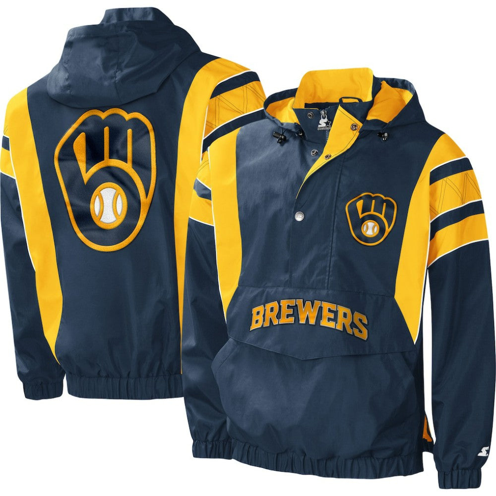 Milwaukee Brewers Starter Impact Hoodie Half-Zip Jacket - MLB Jackets