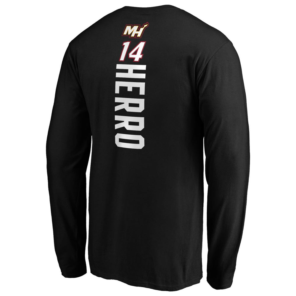 Black Tyler Herro Miami Heat Playmaker Team Name & Number Long Sleeve T-Shirt | NBA