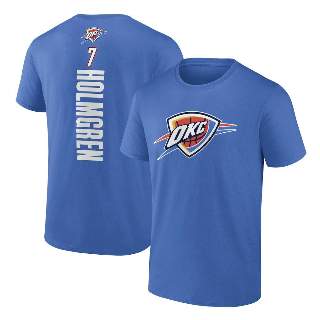 Blue Chet Holmgren Oklahoma City Thunder Playmaker Team Name & Number T-Shirt | NBA