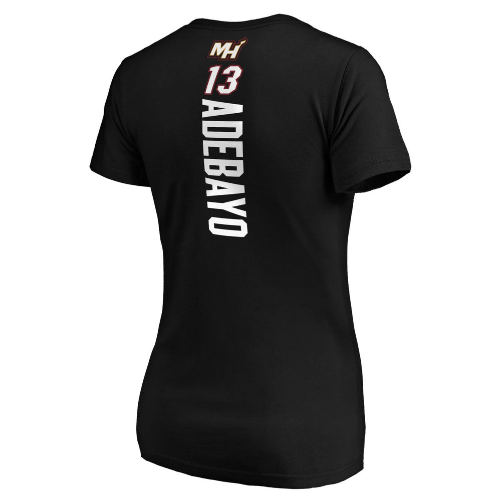 Black Bam Adebayo Miami Heat Women's Playmaker Team Name & Number V-Neck T-Shirt | NBA