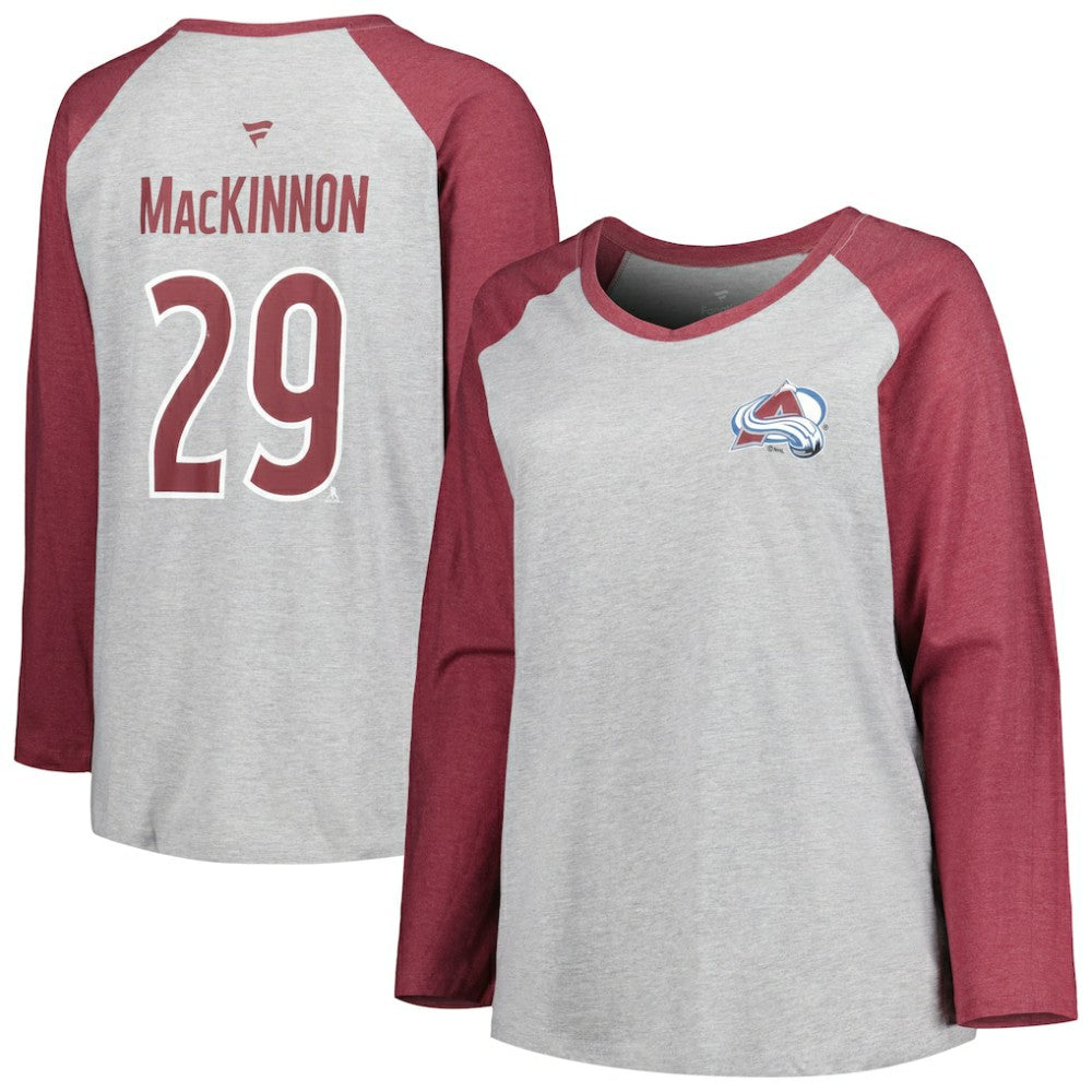 Nathan MacKinnon Colorado Avalanche Fanatics Women's Plus Size Name & Number Raglan Long Sleeve T-Shirt -  NHL T-shirts
