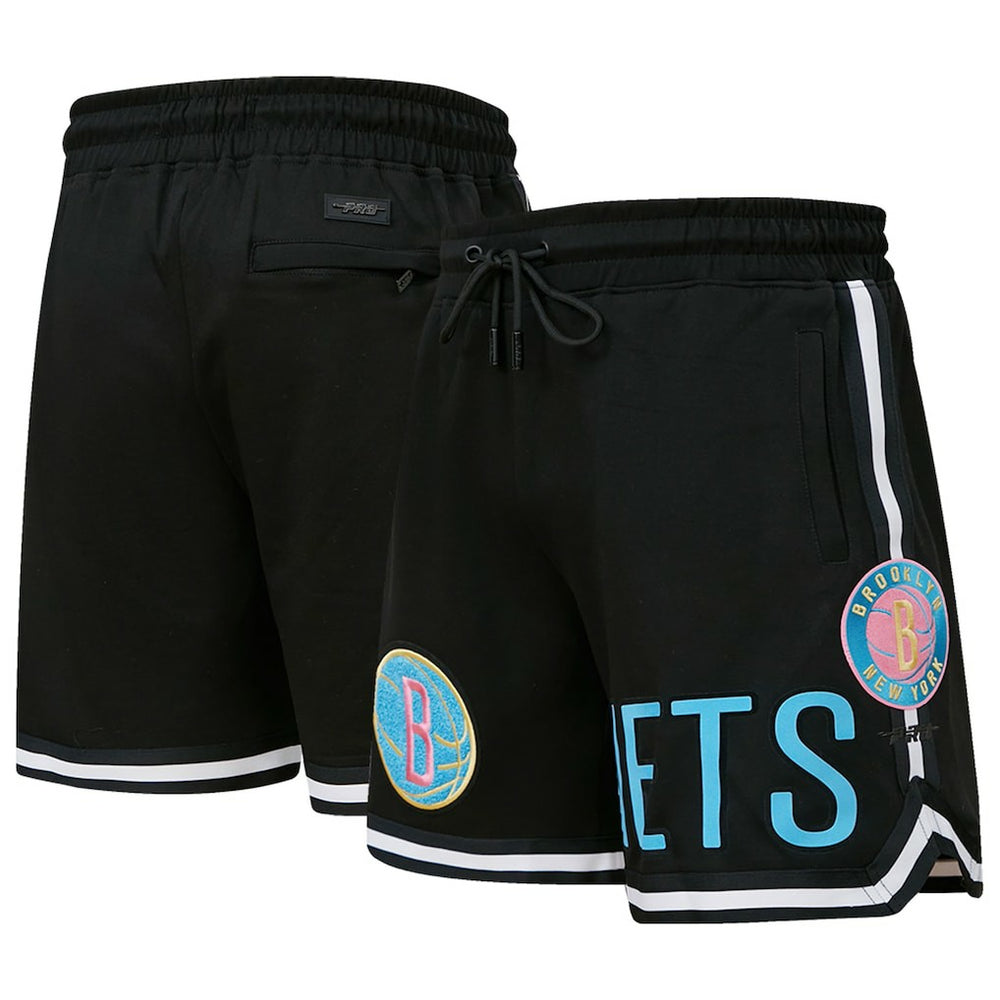 Black Brooklyn Nets Pro Standard Washed Neon Shorts | NBA