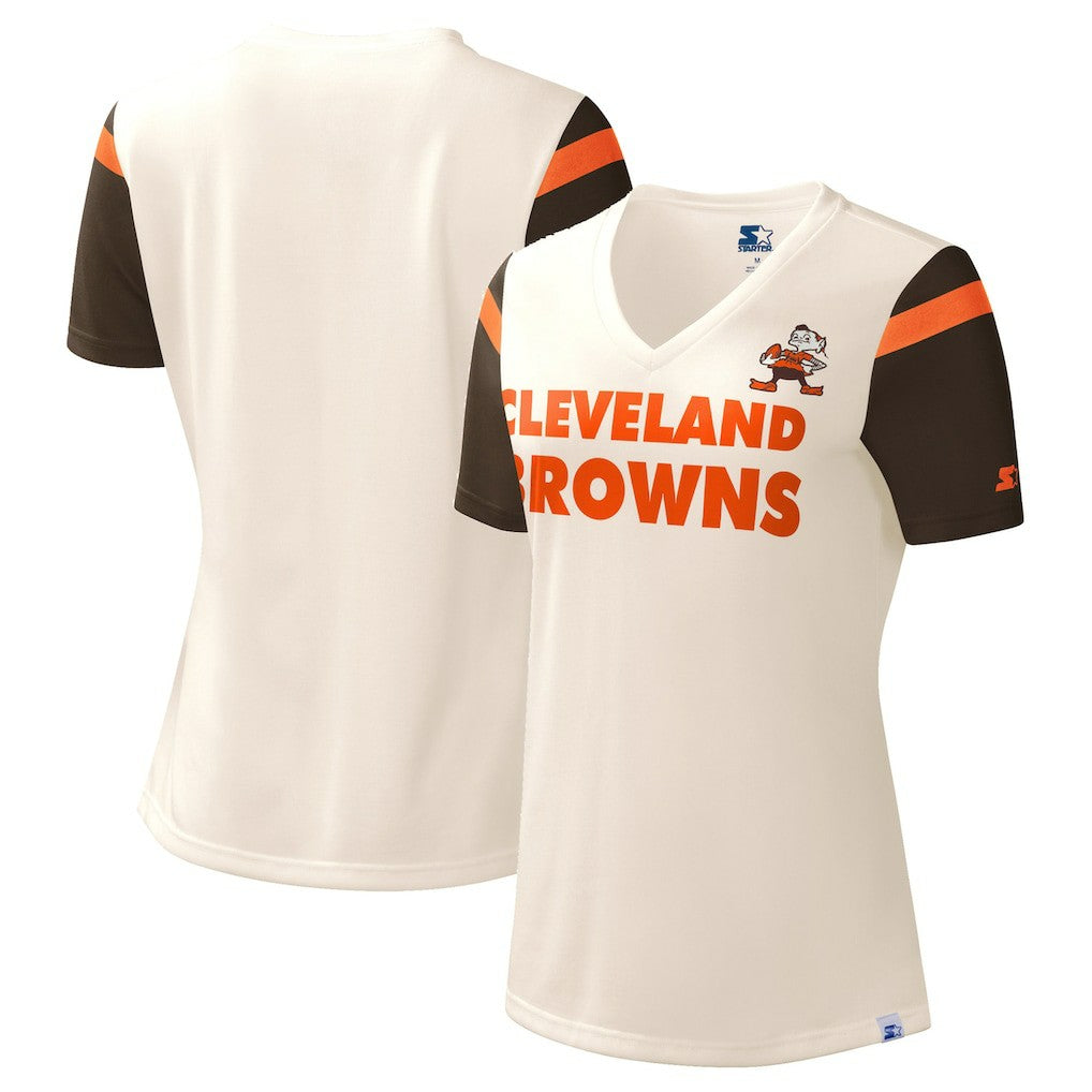 Cleveland Browns Starter Women's Kick Start V-Neck T-Shirt | NFL US