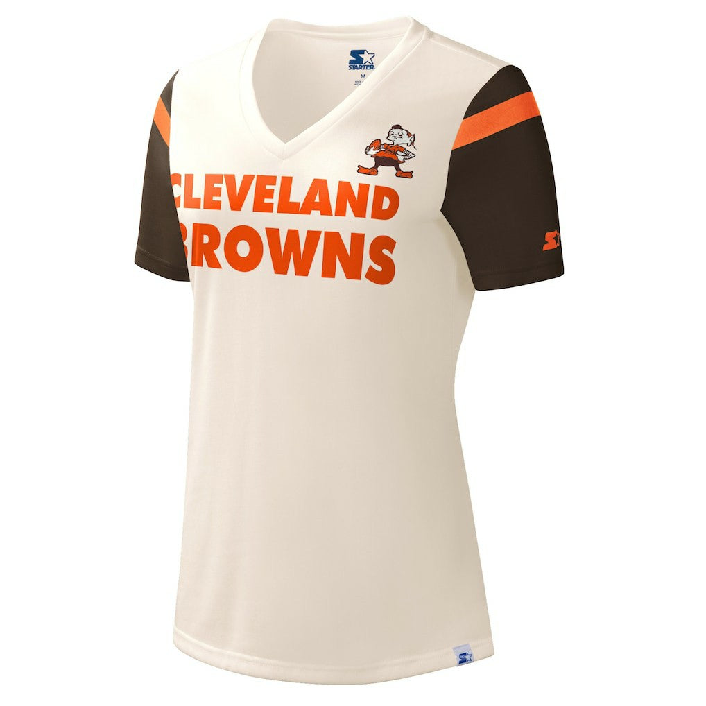 Cleveland Browns Starter Women's Kick Start V-Neck T-Shirt | NFL US