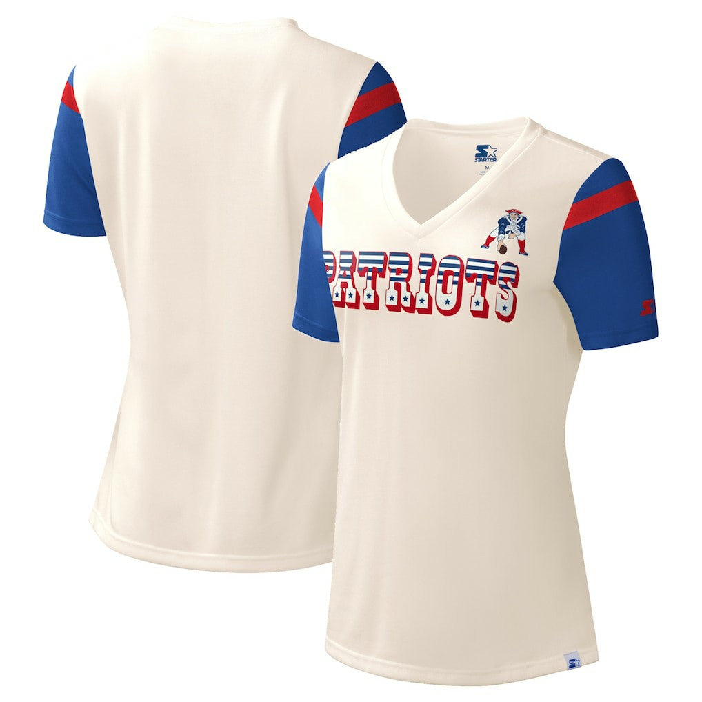 New England Patriots Starter Women's Kick Start V-Neck T-Shirt | NFL Online