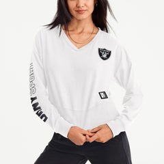 Las Vegas Raiders DKNY Sport Women's Lily V-Neck Pullover Sweatshirt | NFL Hot