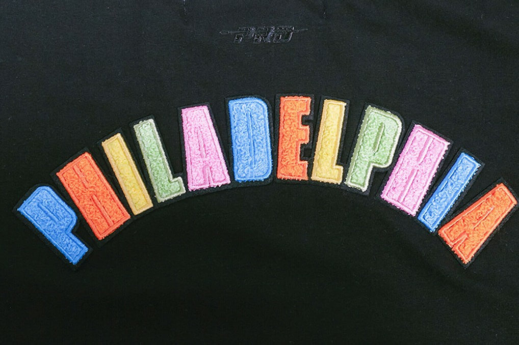 Black Philadelphia 76ers Pro Standard Women's Washed Neon Cropped Boxy T-Shirt | NBA