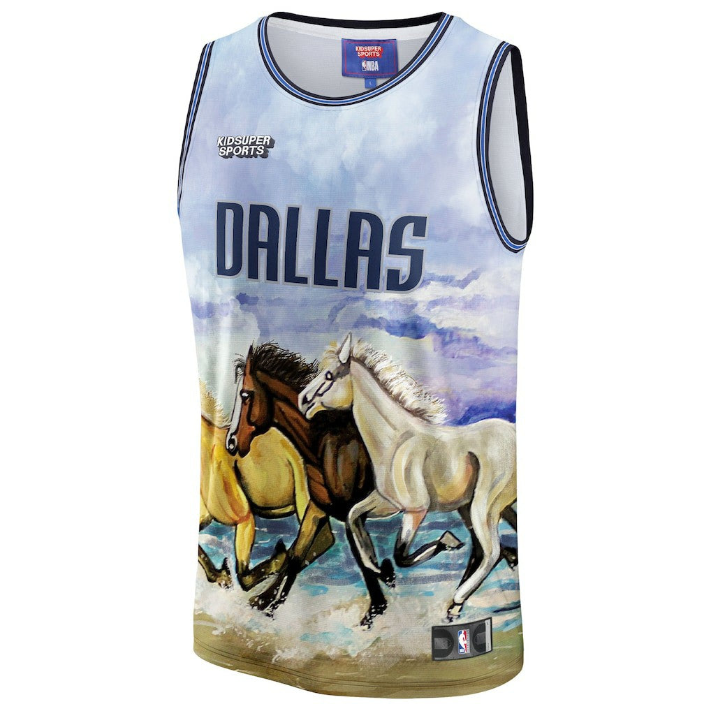 Blue Dallas Mavericks NBA & KidSuper Studios Unisex Hometown Jersey sale | NBA