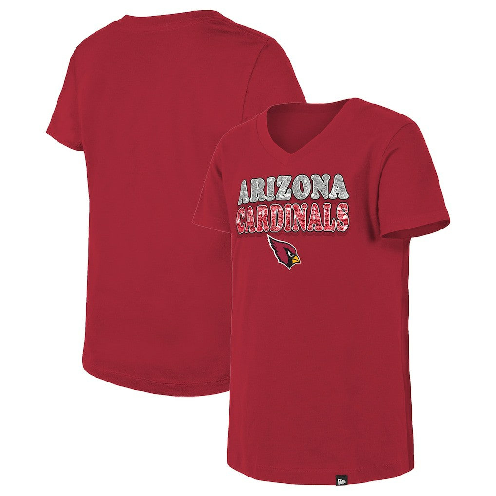 Arizona Cardinals Girls Youth Reverse Sequin V-Neck T-Shirt | NFL Hot