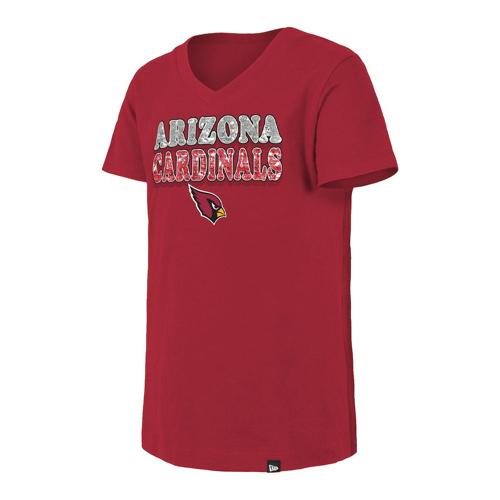 Arizona Cardinals Girls Youth Reverse Sequin V-Neck T-Shirt | NFL Hot