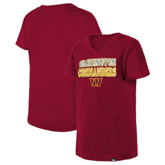 Washington Commanders Girls Youth Reverse Sequin V-Neck T-Shirt | NFL Hot