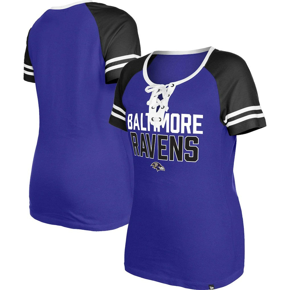 Baltimore Ravens Women's Raglan Lace-Up T-Shirt | NFL Discount