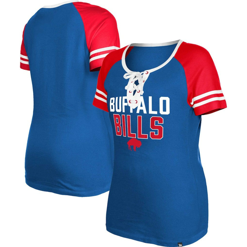 Buffalo Bills Women's Throwback Raglan Lace-Up T-Shirt | NFL Hot