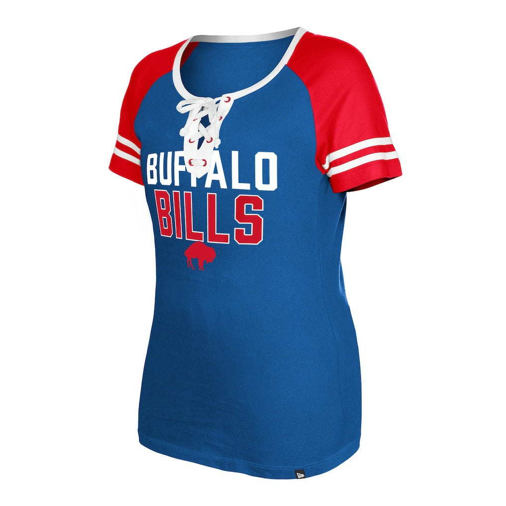Buffalo Bills Women's Throwback Raglan Lace-Up T-Shirt | NFL Hot