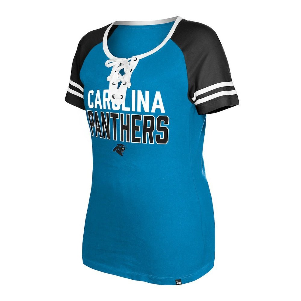 Carolina Panthers Women's Raglan Lace-Up T-Shirt | NFL Hot