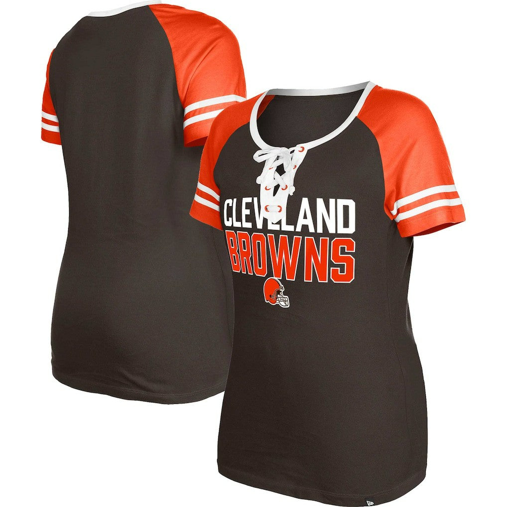 Cleveland Browns Women's Raglan Lace-Up T-Shirt | NFL Sale