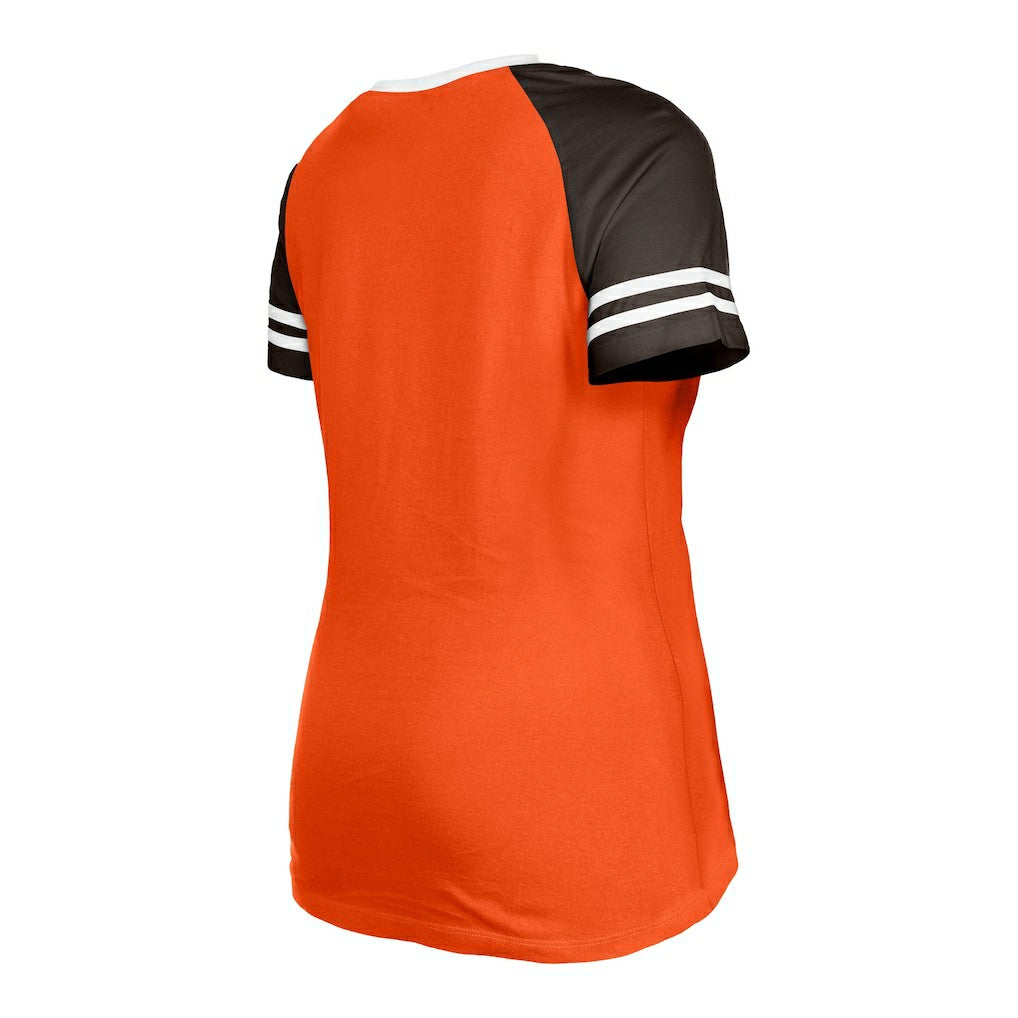 Cleveland Browns Women's Throwback Raglan Lace-Up T-Shirt | NFL Hot