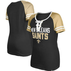 New Orleans Saints Women's Raglan Lace-Up T-Shirt | NFL Discount