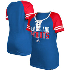 New England Patriots Women's Throwback Raglan Lace-Up T-Shirt | NFL Hot