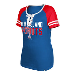 New England Patriots Women's Throwback Raglan Lace-Up T-Shirt | NFL Hot