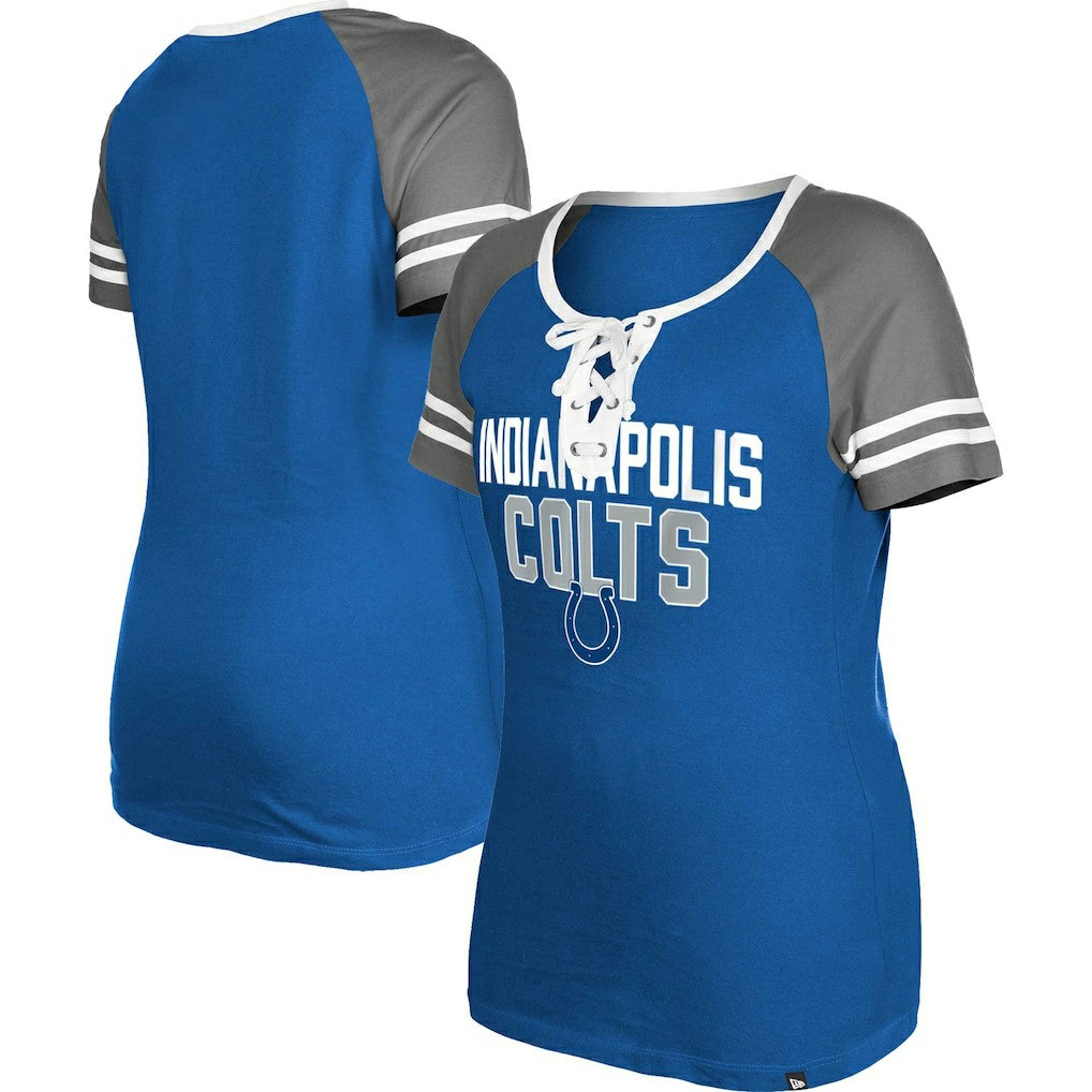 Indianapolis Colts Women's Raglan Lace-Up T-Shirt | NFL Outlet