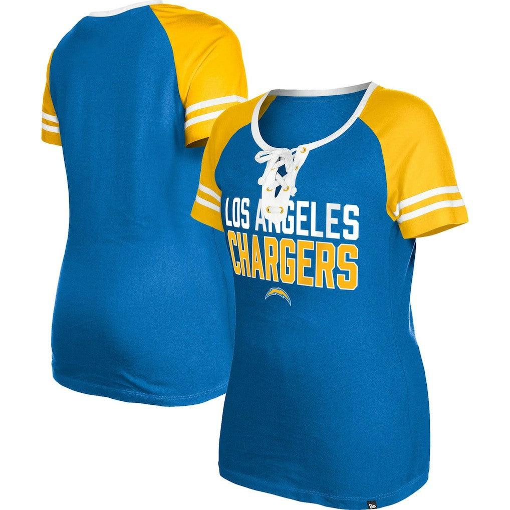 Los Angeles Chargers Women's Raglan Lace-Up T-Shirt | NFL Online