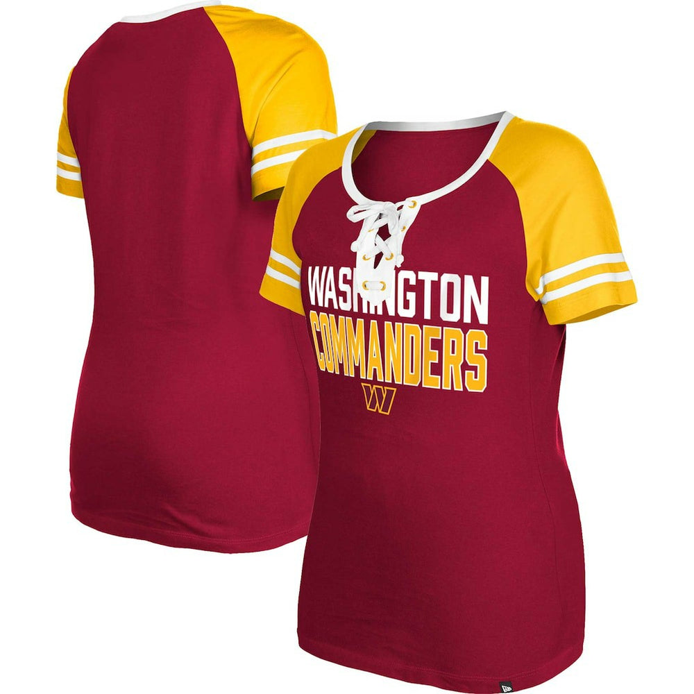 Washington Commanders Women's Raglan Lace-Up T-Shirt | NFL New