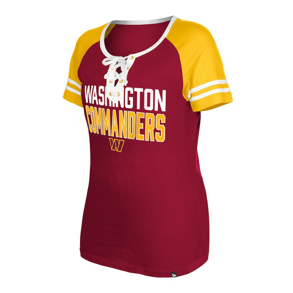 Washington Commanders Women's Raglan Lace-Up T-Shirt | NFL New