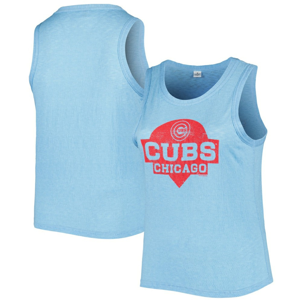 Chicago Cubs Soft as a Grape Women's Plus Size High Neck Tri-Blend Tank Top - MLB Tanks