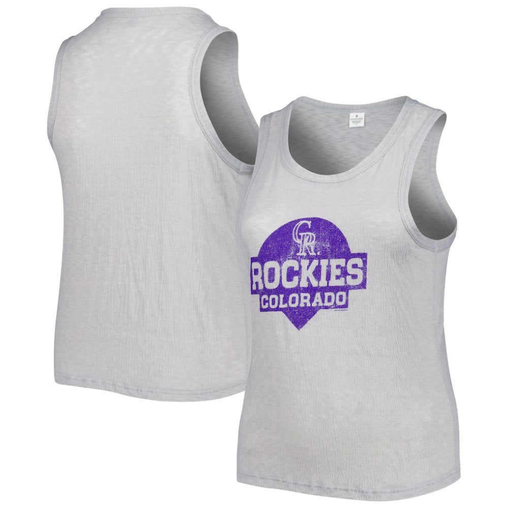 Colorado Rockies Soft as a Grape Women's Plus Size High Neck Tri-Blend Tank Top - MLB Tanks