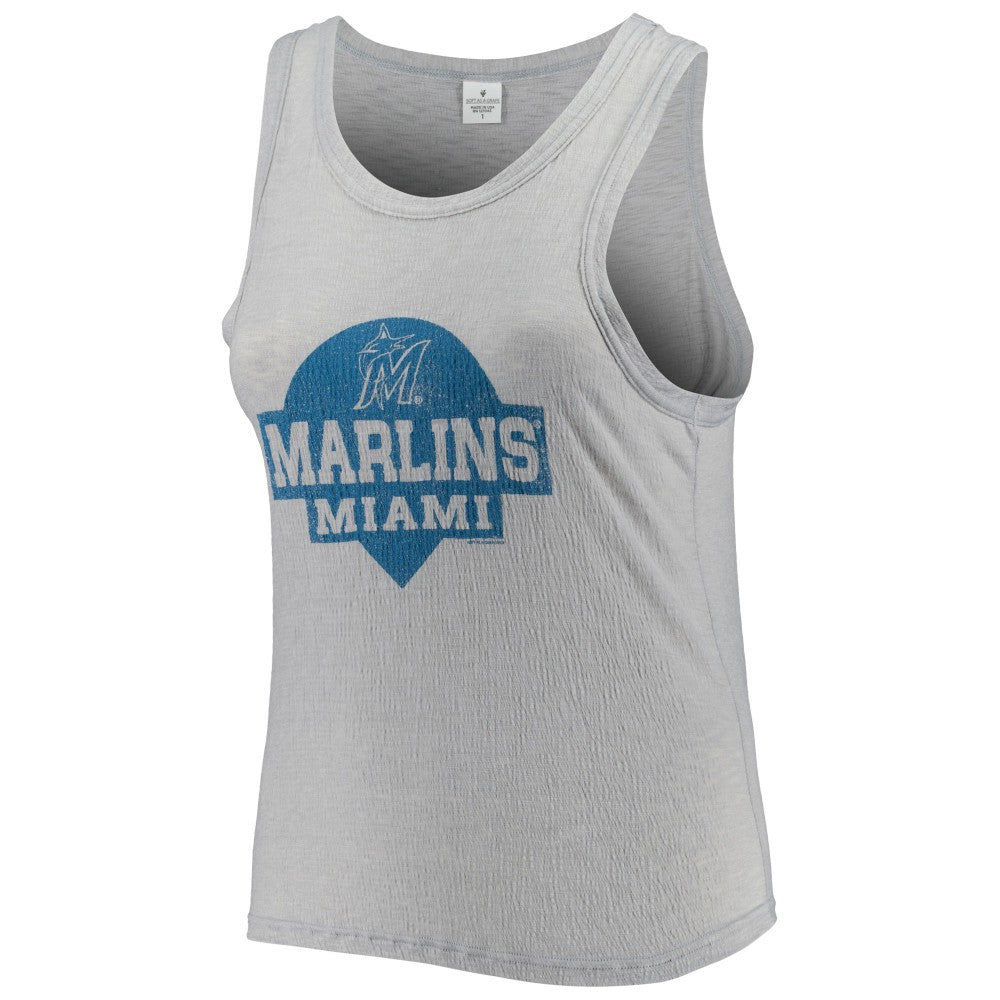 Miami Marlins Soft as a Grape Women's Plus Size High Neck Tri-Blend Tank Top - MLB Tanks