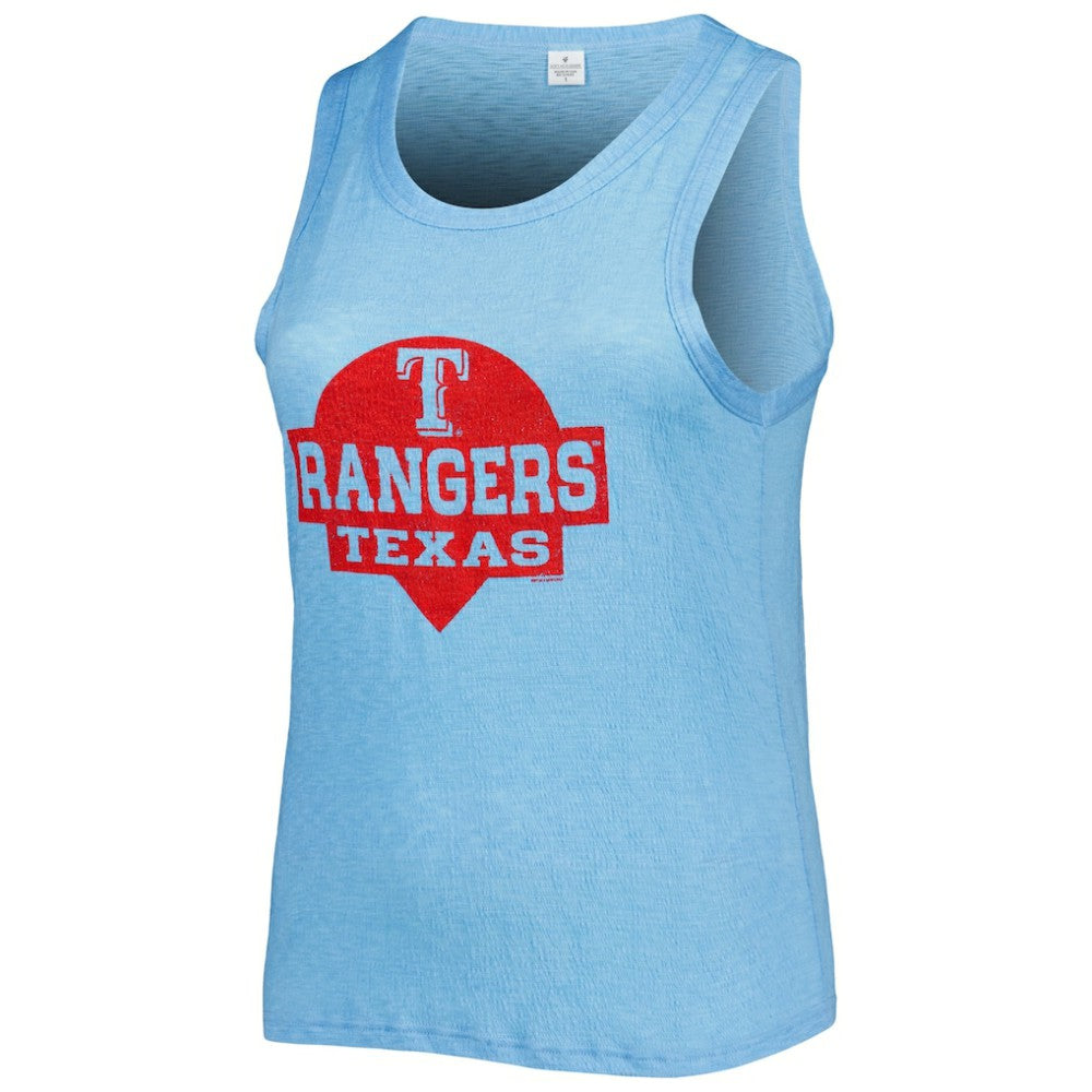 Texas Rangers Soft as a Grape Women's Plus Size High Neck Tri-Blend Tank Top - MLB Tanks