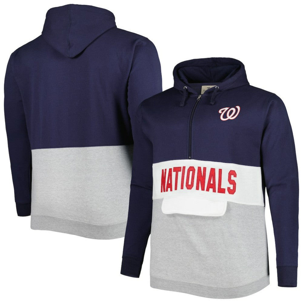 Washington Nationals Big & Tall Fleece Half-Zip Hoodie - MLB Hoodies