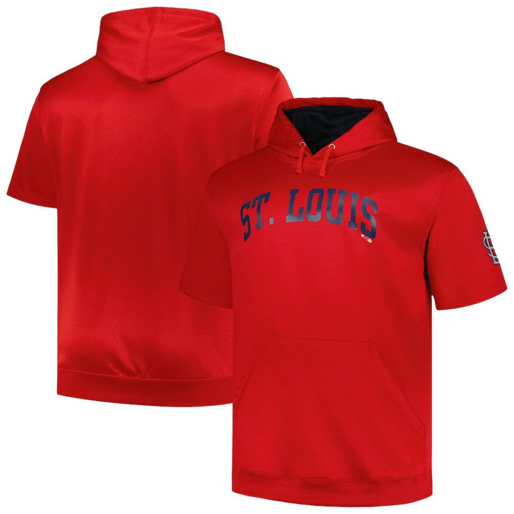 St. Louis Cardinals Profile Big & Tall Contrast Short Sleeve Pullover Hoodie - MLB Hoodies