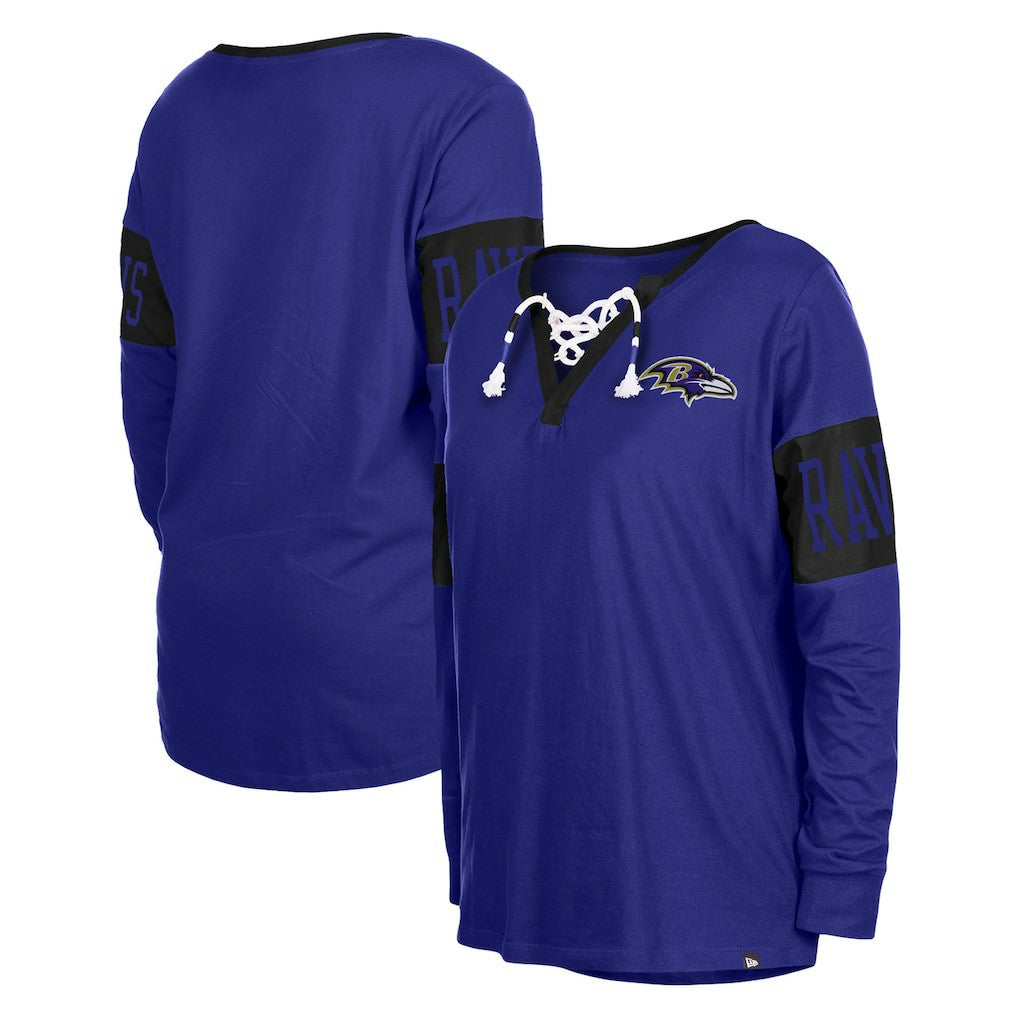 Baltimore Ravens Women's Lace-Up Notch Neck Long Sleeve T-Shirt | NFL Online