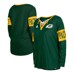 Green Bay Packers Women's Lace-Up Notch Neck Long Sleeve T-Shirt | NFL US