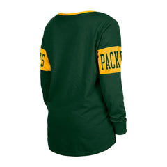 Green Bay Packers Women's Lace-Up Notch Neck Long Sleeve T-Shirt | NFL US