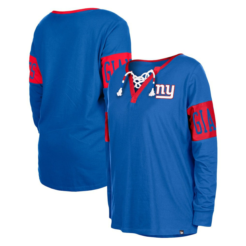 New York Giants Women's Lace-Up Notch Neck Long Sleeve T-Shirt | NFL US