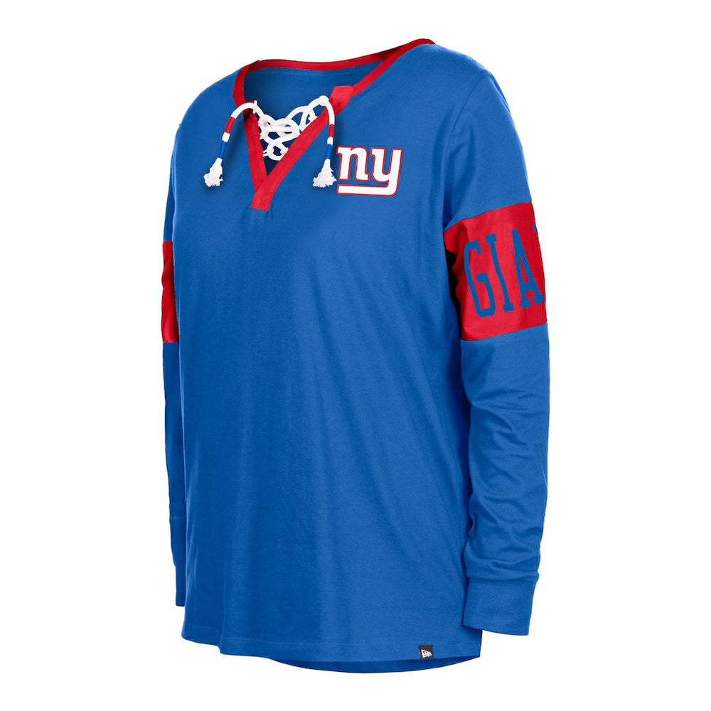 New York Giants Women's Lace-Up Notch Neck Long Sleeve T-Shirt | NFL US