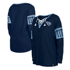 Tennessee Titans Women's Lace-Up Notch Neck Long Sleeve T-Shirt | NFL Discount
