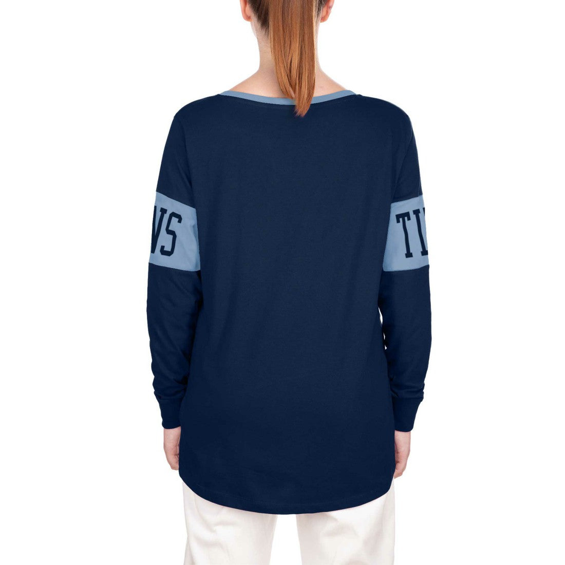 Tennessee Titans Women's Lace-Up Notch Neck Long Sleeve T-Shirt | NFL Discount